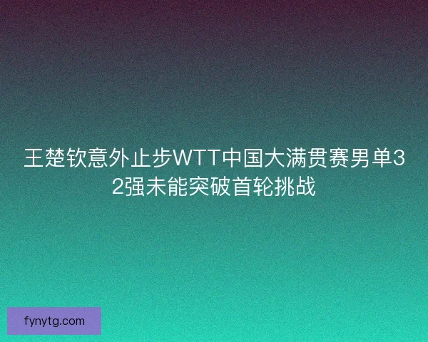 王楚钦意外止步WTT中国大满贯赛男单32强未能突破首轮挑战