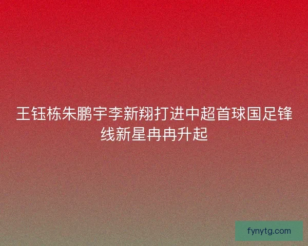 王钰栋朱鹏宇李新翔打进中超首球国足锋线新星冉冉升起