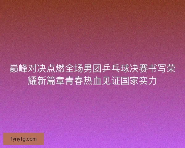 巅峰对决点燃全场男团乒乓球决赛书写荣耀新篇章青春热血见证国家实力